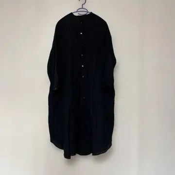 올드맨스 테일러 블랙 린넨 긴팔 셔츠 원피스