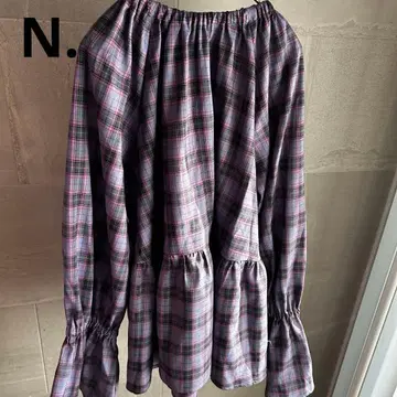 새상품급 체크 볼륨 블라우스 N. 에도트 n.'look 리본