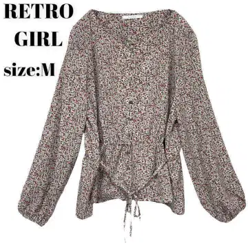 레트로걸 RETRO GIRL 셔츠 상의 꽃무늬 스타일리시 M