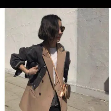 Ameri 베스트 레이어드 데님 자켓 브라운