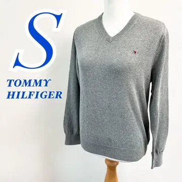 타미힐피거 그레이 긴팔 니트 V넥