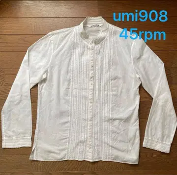 45R umi908 인도 카디 코튼 레이스 화이트 블라우스 셔츠