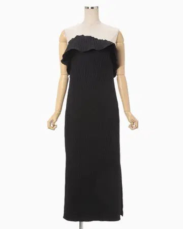 완판템 마메쿠로구치 Wave Pleats Baretop Dress