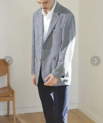 BEAMS HEART 코튼 울 트위드풍 하운드 투스 자켓