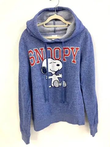 PEANUTS SNOOPY 프린트 후드티 블루 S