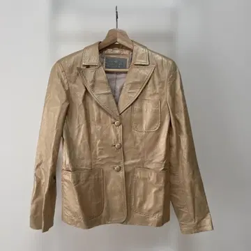 [ GNERRE COLLECTION ] 여성용 골드 가죽 블레이저