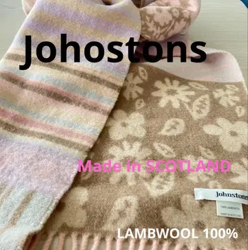 새상품 Johnstons 스턴 램스울 머플러 멀티 패턴 핑크