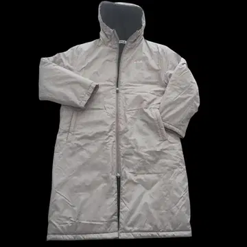 FILA 베이지 롱 코트 벤치 코트 충전솜 후드 포함