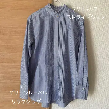 [ 새상품급 ] 그린 라벨 릴랙싱 프릴 넥 핀턱 블라우스