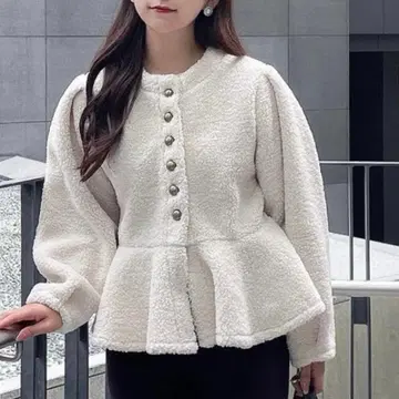 La-gemme 라지엠 모코모코 자켓 보아 페플럼 무스탕 M