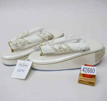 힐 높이 여성 레이스 조리 리본 벨벳 24.0cm 화이트 컬러