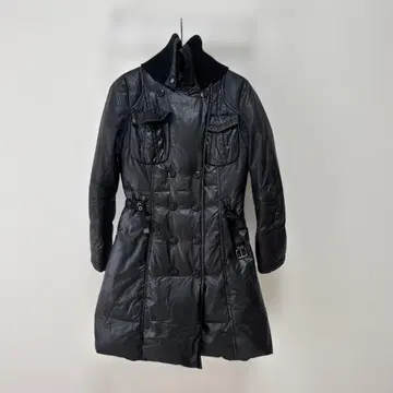 블랙 다운 자켓 니트 카라 부착