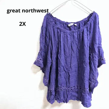 해외 구제 의류 great northwest 보라색 오프숄더 튜닉 2X