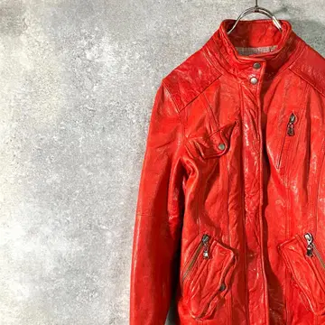NORTH BEACH 가죽 자켓 라이더 레드 싱글 양가죽