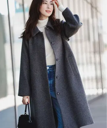 B:MING by BEAMS 체크 스탠 칼라 코트 ( S~M )