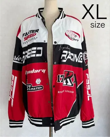 빨강 검정 흰색 긴팔 바시티 자켓 점퍼 스포츠 자켓 XL 사이즈 남성용