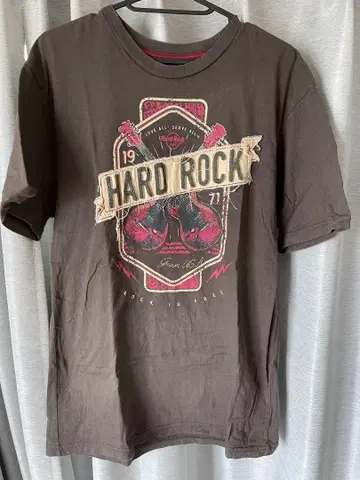 Hard Rock 그래픽 티셔츠 M 브라운 구제 의류