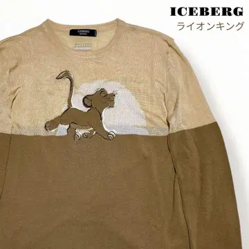 이탈리아제 ICEBERG 라이온킹 니트 심바 자수 베이지