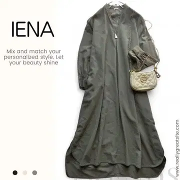 이에나 IENA 긴팔 스키퍼 원피스 카키 롱 큐프라