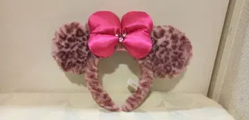 디즈니 미니 마우스 머리띠 레오파드 무늬 핑크