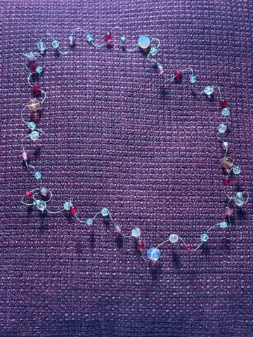 창작 주얼리 빨간색, 핑크, 투명 비즈 목걸이