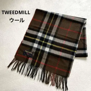 TWEEDMILL 트위드밀 울 스톨 브라운 체크 대형 무릎 담요 영국