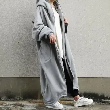 안티카 antiqua 지퍼 롱 보아 코트