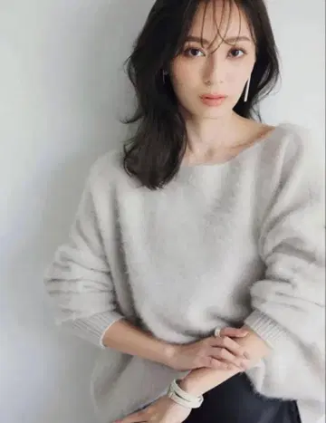 아뉴앙스 라쿤 보트넥 니트 풀오버 아이스 그레이 F