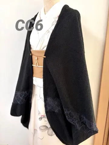CC-6 얇은 겉옷 블랙 트위드 레이스 절개 모몽가 코트 긴 겉옷