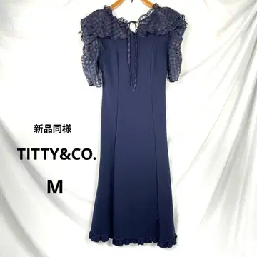 새상품급 TITTY&CO. 깅엄 체크 시어 소매 롱 원피스 M