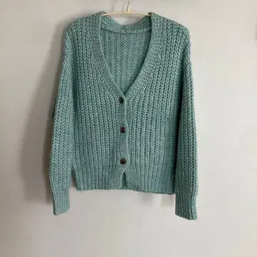 빔즈 민트 그린 니트 가디건 긴팔