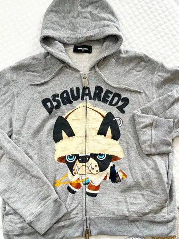 DSQUARED2 그레이 XS 19s/s 일본 한정판 치로 디자인 후드티