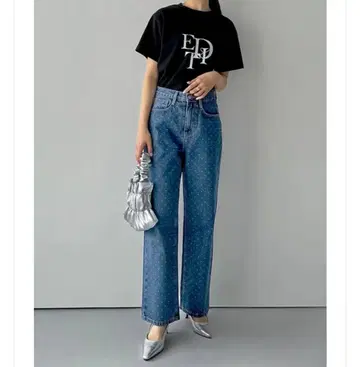 와이드 스트레이트 도트 데님 팬츠 MT 사이즈 완판템