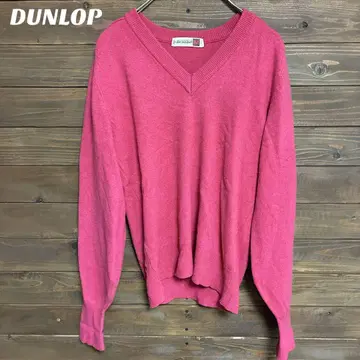[ 던롭 ] DUNLOP 구제 의류 핑크 V넥 스웨터 M