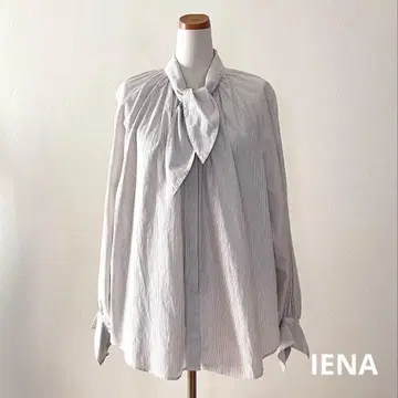 IENA 이에나 블라우스 보타이 스트라이프 개더