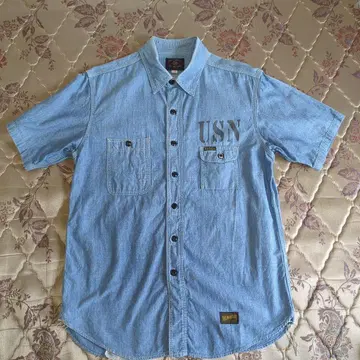 토이즈 맥코이 샴브레이 셔츠 턱 스트랩 USN 사이즈 15 반팔