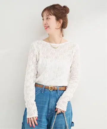 B.C STOCK 스트레치 플라워 레이스 풀오버 화이트 새상품