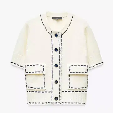 ZARA 스티치 숏 슬리브 니트 자켓