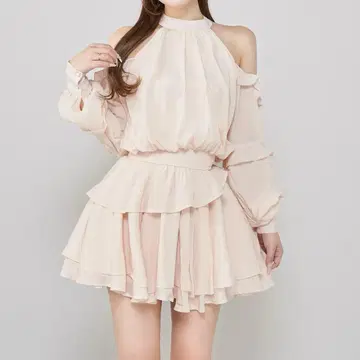 Darich 볼륨 쉬폰 미니 원피스