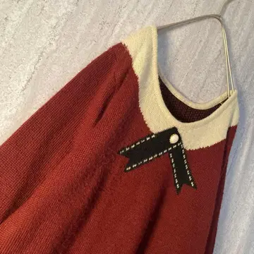 빈티지 니트 리본 펄 레트로 앤티크 버건디 와인