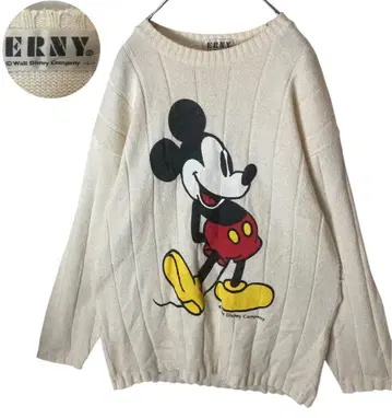 일본제 레트로 구제 의류 미키마우스 빅 프린트 코튼 니트 루즈한 사이즈