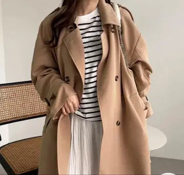 GeeRA 캔디 슬리브 미들 기장 A 라인 트렌치코트 베이지 M 사이즈