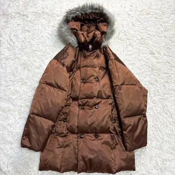 새상품급 VO5 HAORU COAT 다운 코트 퍼 후드 다크 브라운