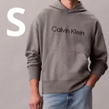 Calvin Klein 그레이 스탠다드 테리 후드티 S 사이즈