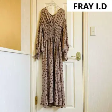 FRAY I.D 허리 셔링 프린트 원피스