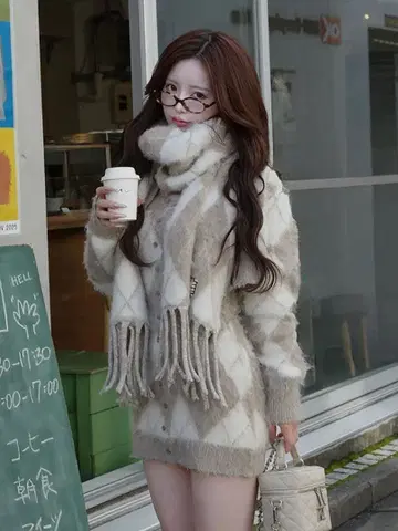 다리치 Darich 아가일 니트 앙상블 베이지