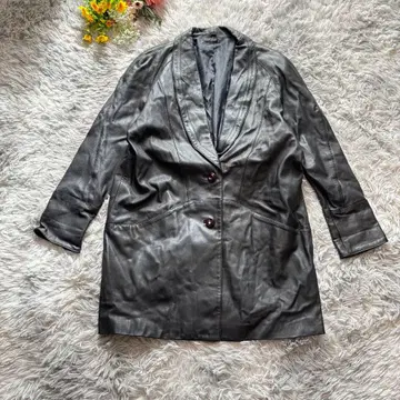 램 가죽 코트 [ F ] 블랙 양가죽 천연 가죽 체스터 코트 자켓