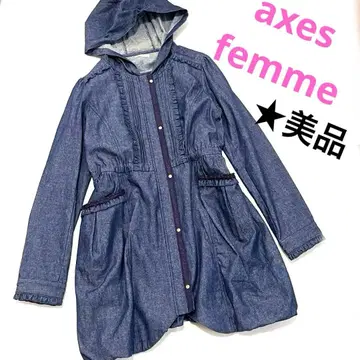 axes femme 데님 코트 프릴 레이스 편직 헴 벌룬