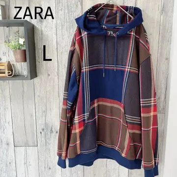 ZARA (XL) 멀티 컬러 체크 무늬 후드티 루즈핏 가을/겨울/봄