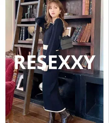 RESEXXY 도킹 타이트 니트 원피스 리브 니트 리젝시 롱